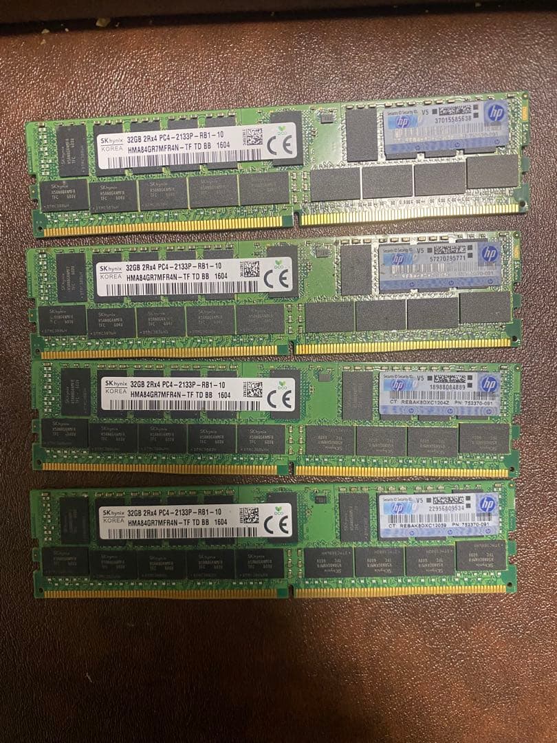 SKhynix 32Gb 2Rx4 PC4-2133P set 4枚