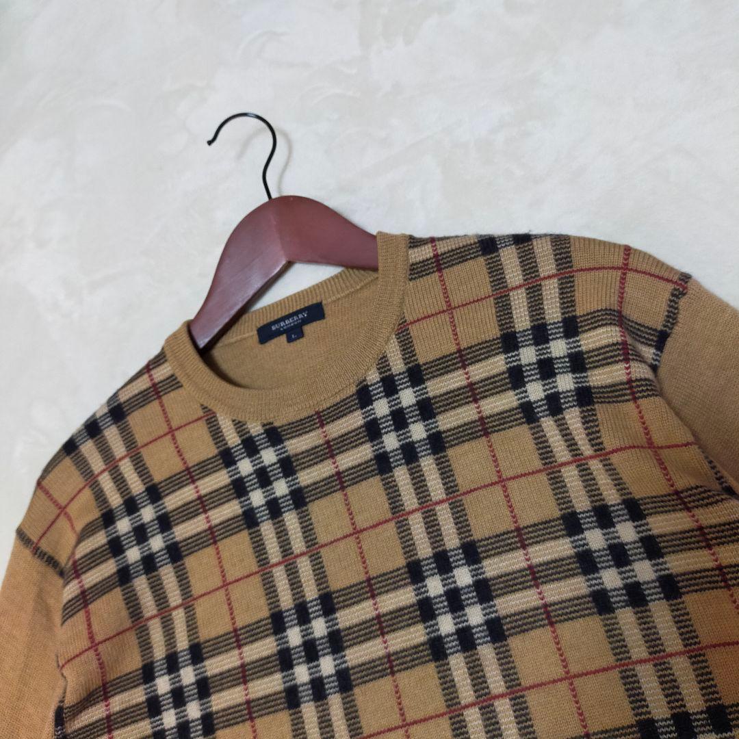美品　BURBERRY　ノバチェック　ニットセーター　Lサイズ