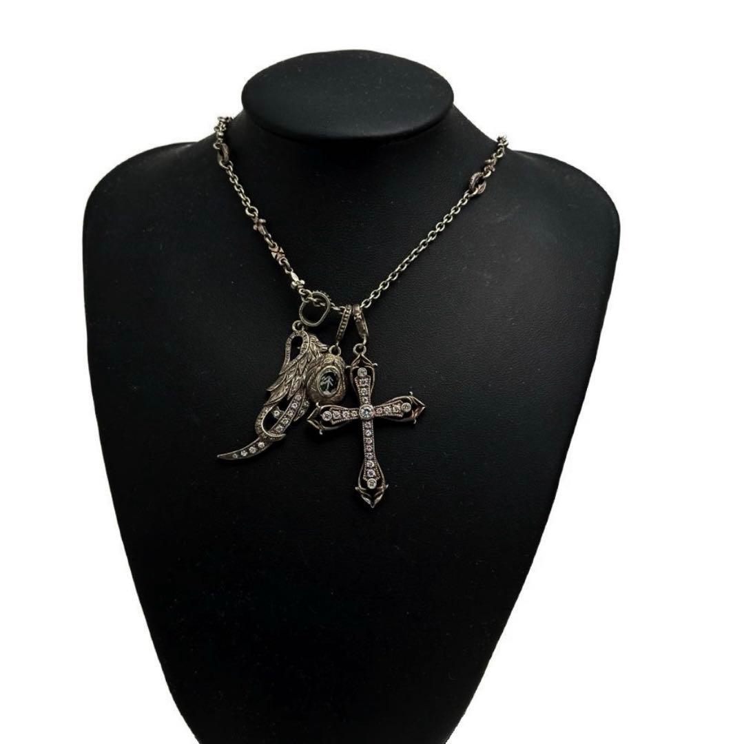 ローリーロドキン　ネックレス/シルバー925/クロス／フェザー／丸型