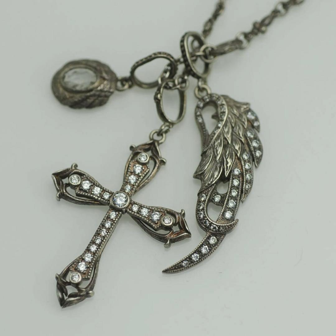 ローリーロドキン　ネックレス/シルバー925/クロス／フェザー／丸型