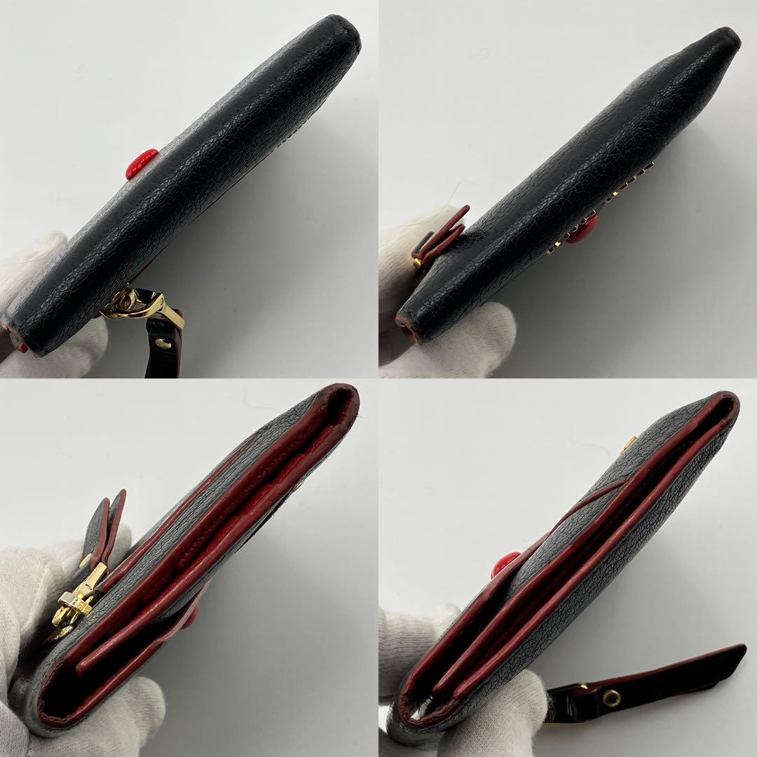 希少✨美品✨ミュウミュウ 三つ折り財布 マドラスラブレター ハート ブラック
