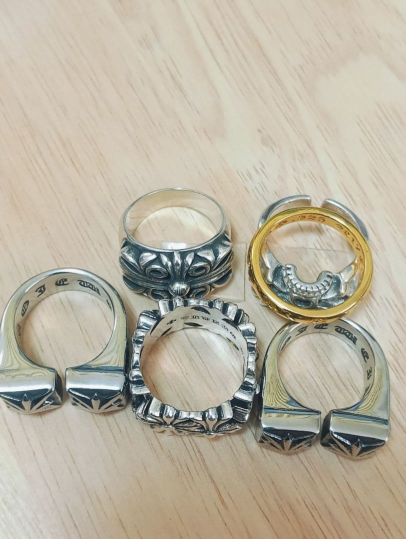 925 刻印ゴシッククロス フローラルリング まとめ6点セット