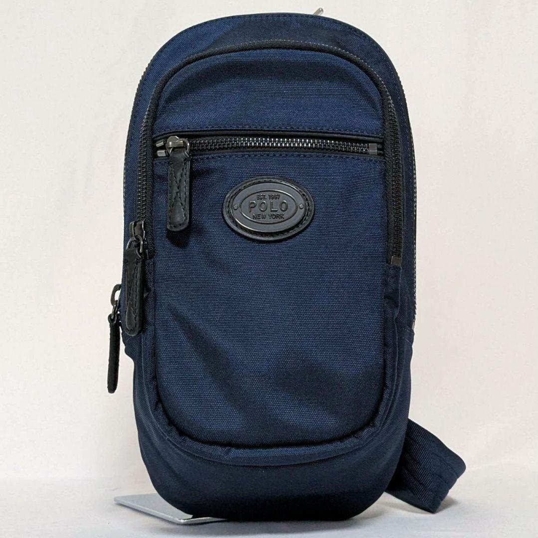 ✨美品 ポロラルフローレン ボディバッグ スリングバッグ ネイビー ロゴプレート