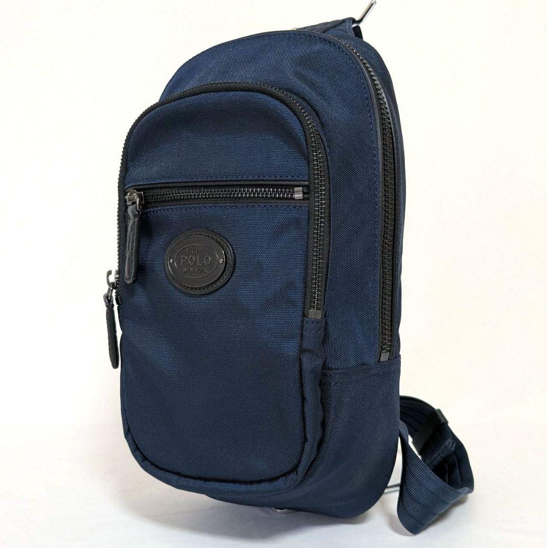 ✨美品 ポロラルフローレン ボディバッグ スリングバッグ ネイビー ロゴプレート