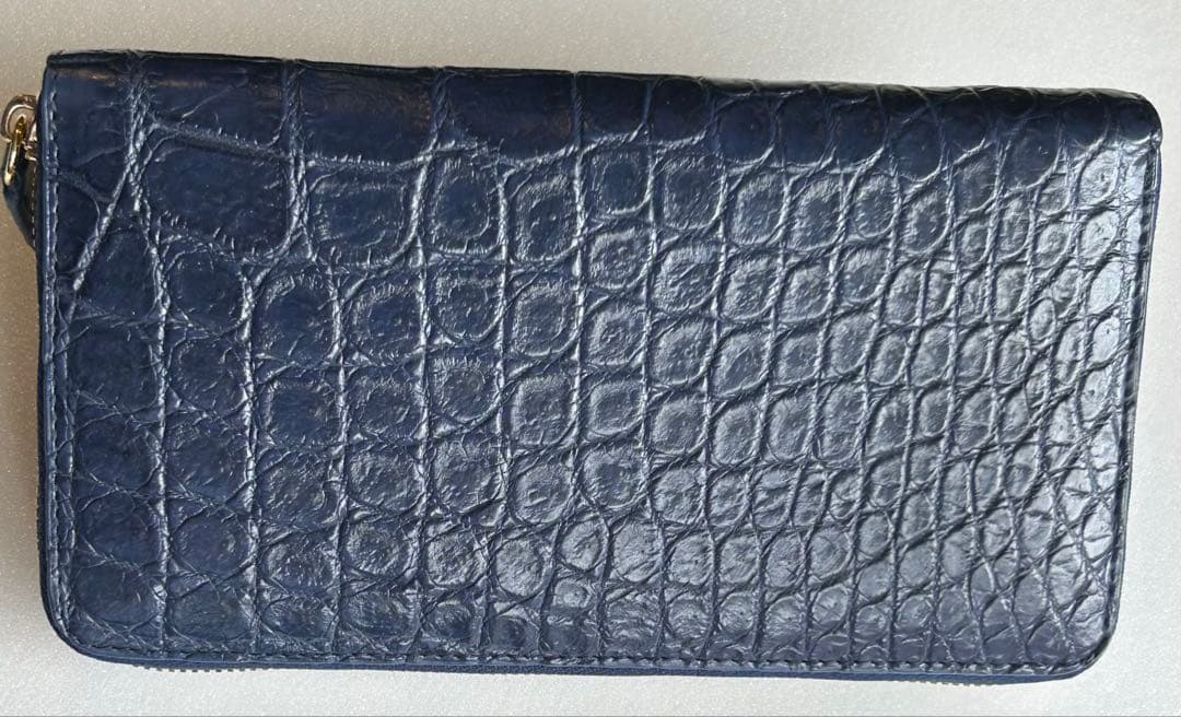 クロコダイル　紺色　長財布　ワニ革財布