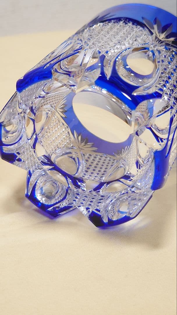 江戸切子　伝統工芸士　篠崎清一　ペアロックグラス　共箱