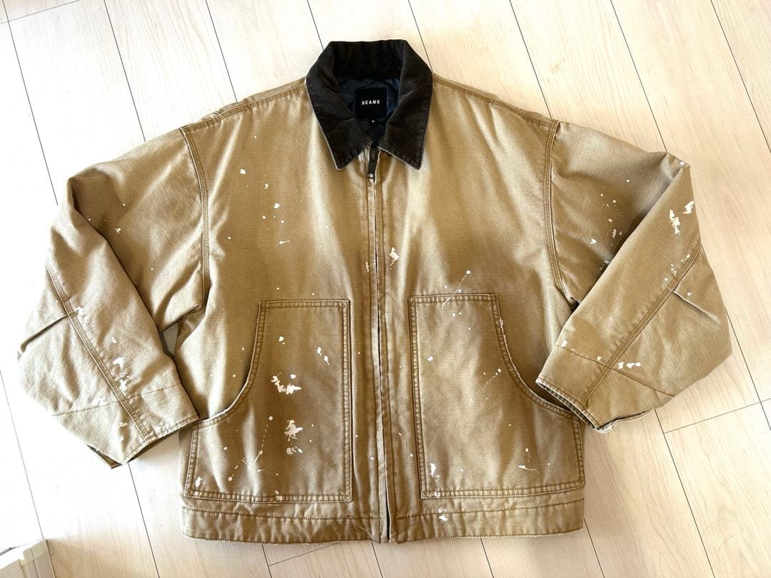 BEAMS ブルゾンベージュ カバーオール ワークジャケット　カーハート