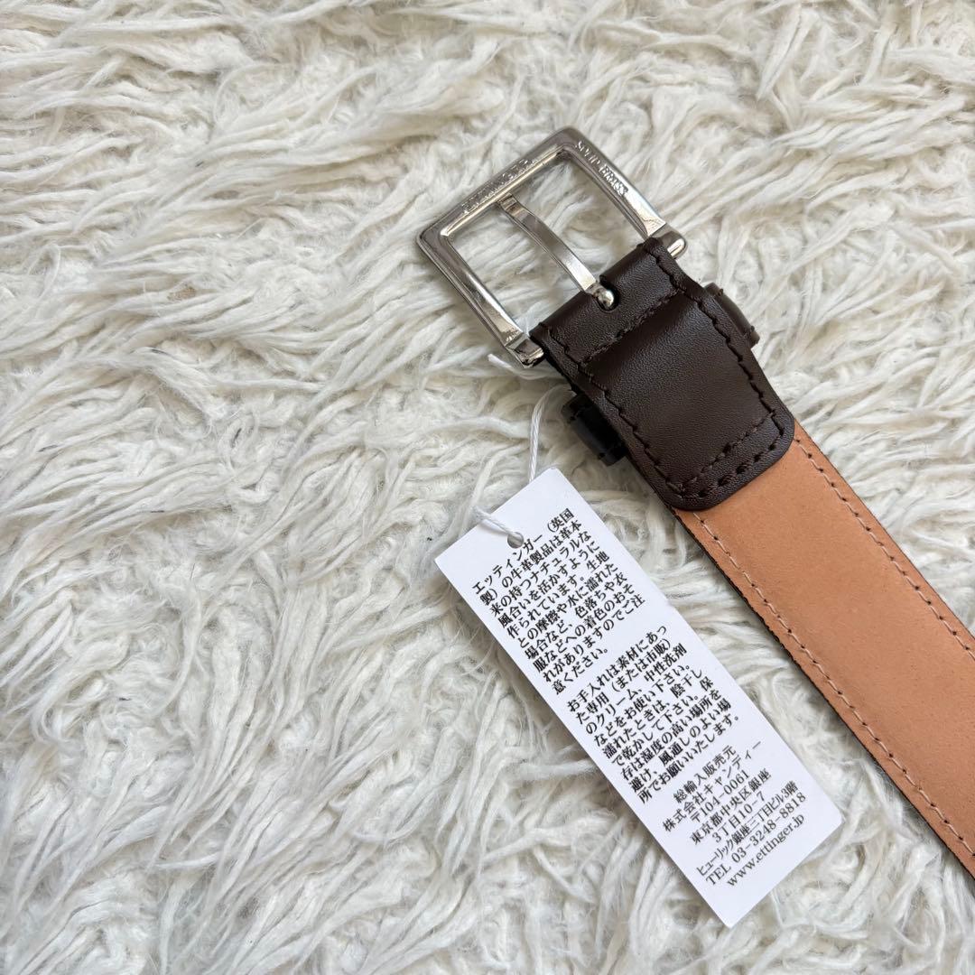 未使用タグ付き　エッティンガー　90 本革レザーベルト　ダークブラウン　メンズ