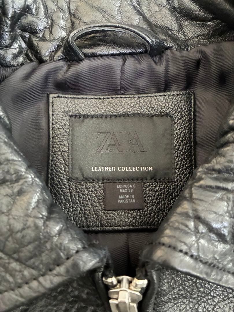 ZARA エボンス加工レザーバイカージャケット 牛革！！　即完！　値段交渉可能！