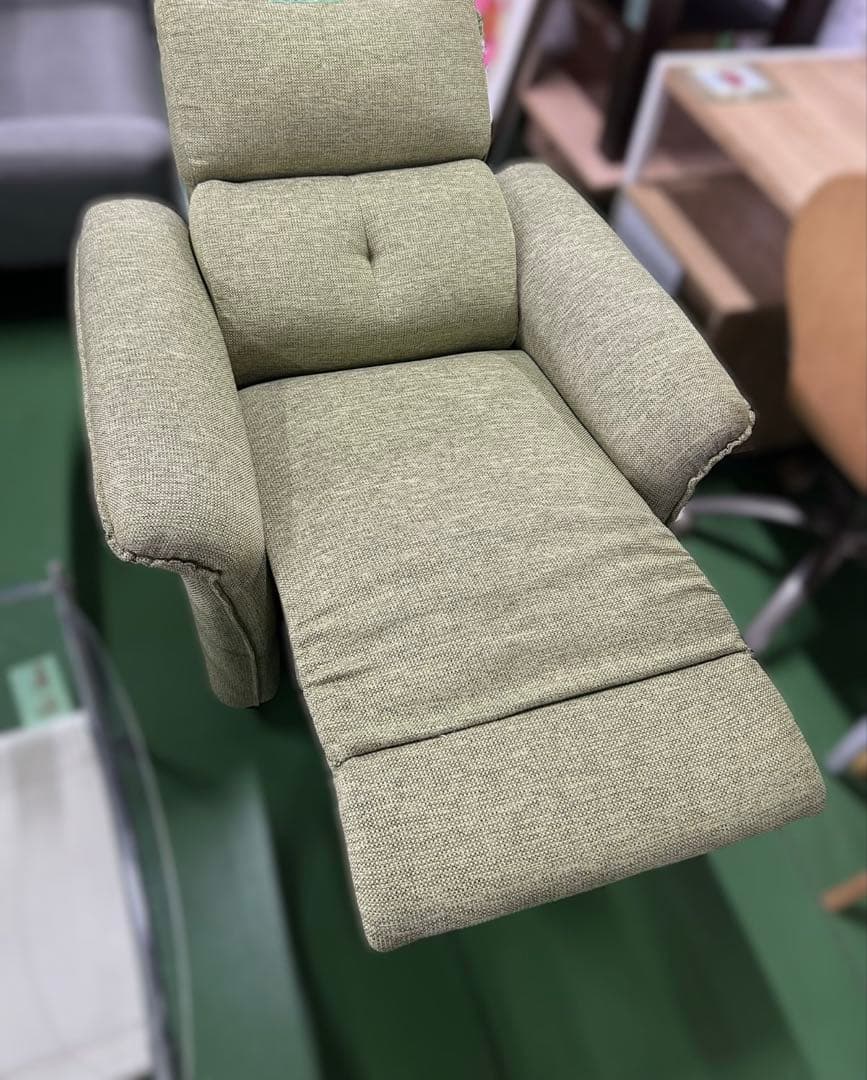 電動リクライニングソファ　グリーン　1人掛け