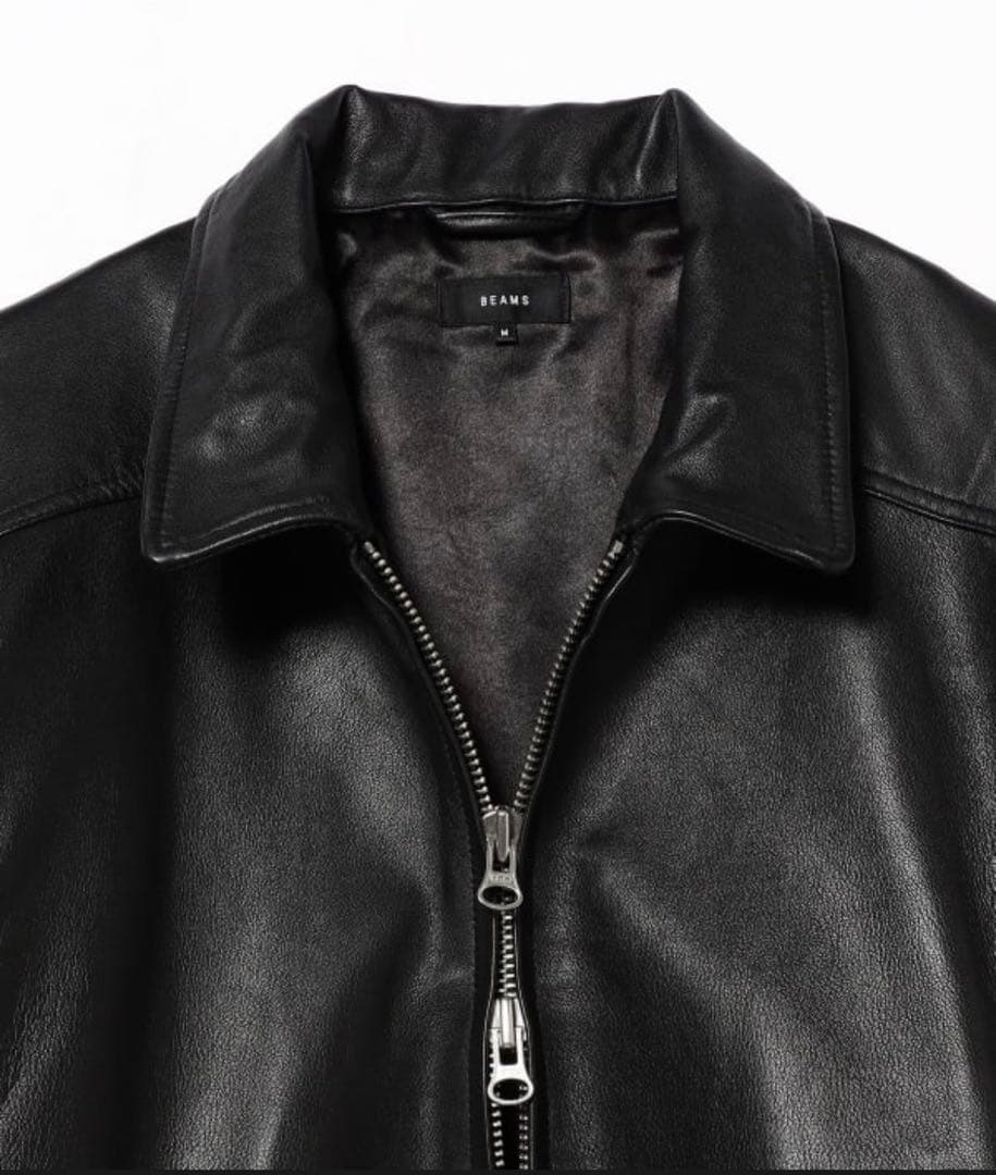 タグ付　BEAMS 本革　ワイドフィットレザージップブルゾンシープスキンビームス