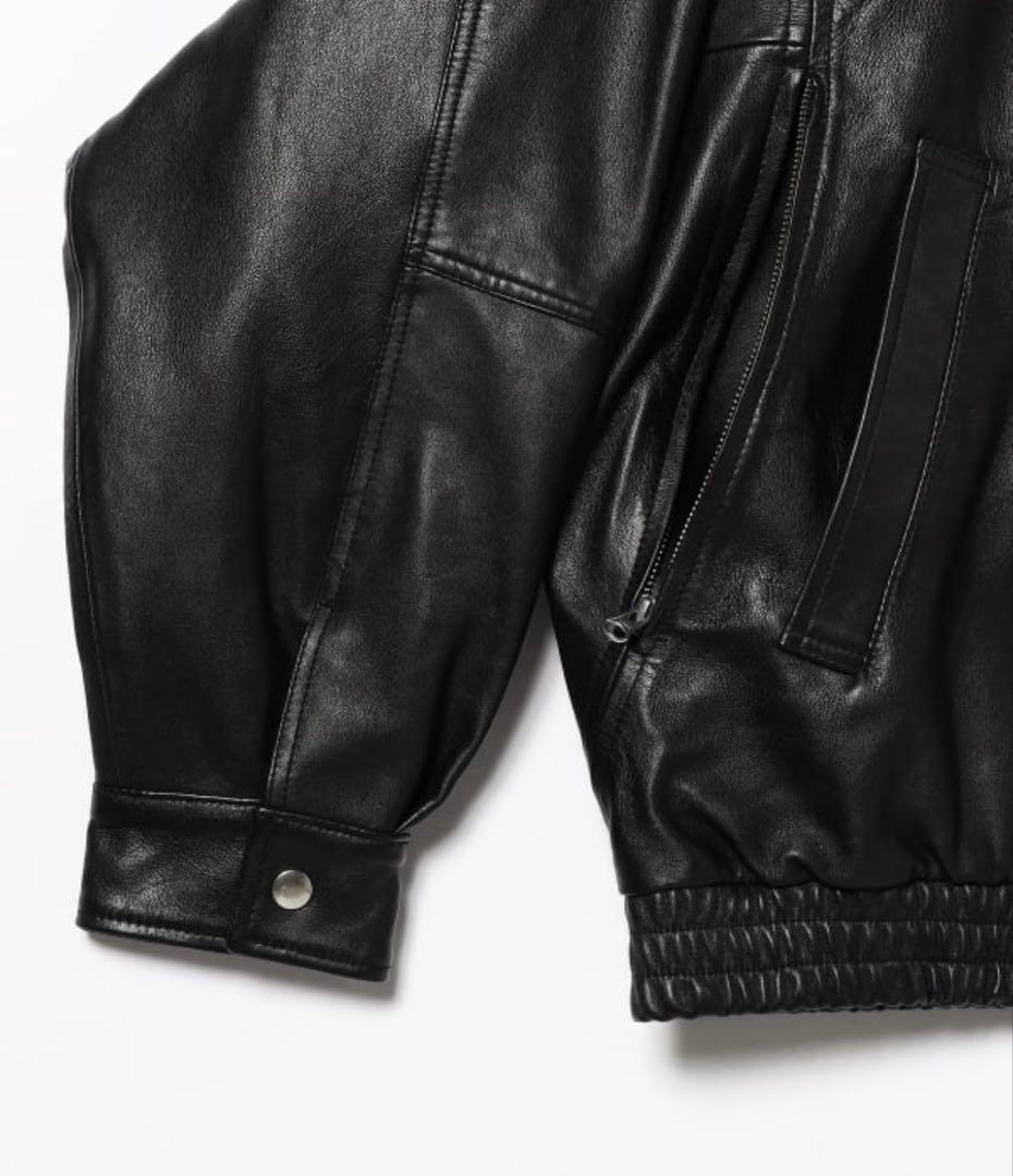 タグ付　BEAMS 本革　ワイドフィットレザージップブルゾンシープスキンビームス