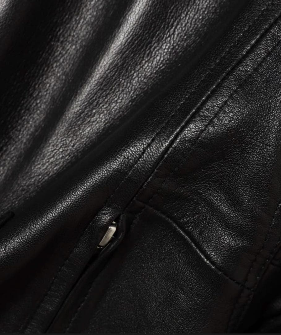 タグ付　BEAMS 本革　ワイドフィットレザージップブルゾンシープスキンビームス