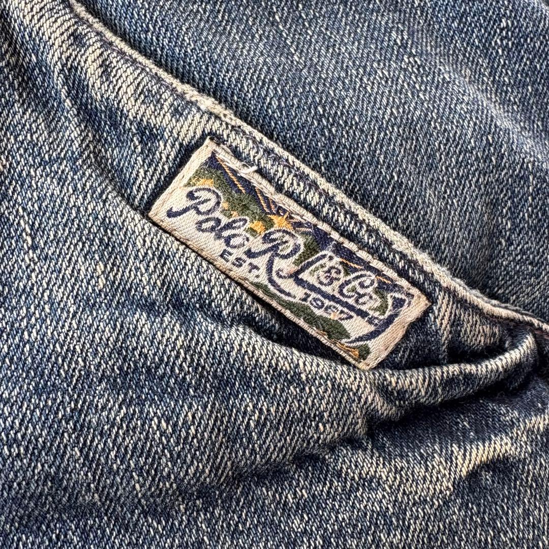 Ralph Lauren 中綿ベスト ネイティブ柄 デニム レザー切り替え