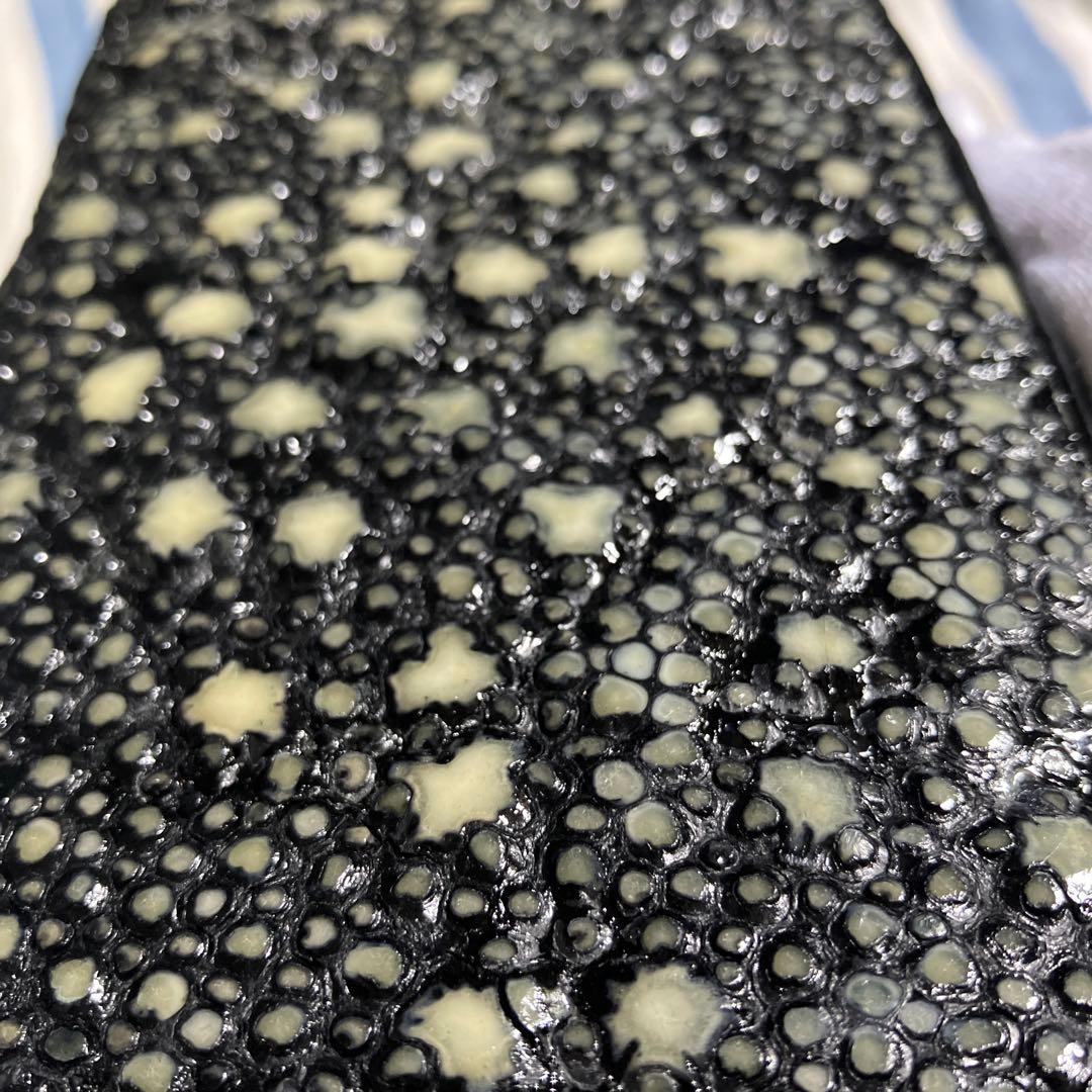 新品スタースティングレイ ラウンドジッパー高級財布ウォレット 梅花皮カイラギ