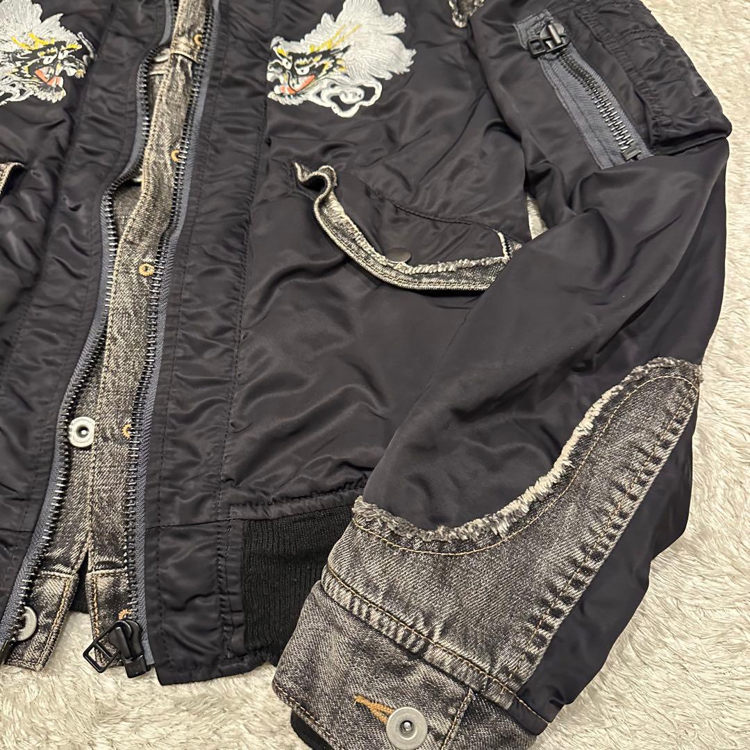 希少　アヴィレックス　ジャケット　デニム　MA-1 メンズ　サイズM 和柄　龍