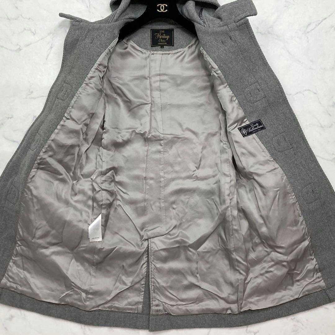 美品 Oggi掲載 23区 ダッフルコート ヘリンボーン ウール 40 グレー