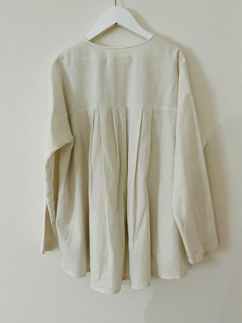 トップス evam eva cotton wool no collar shirt