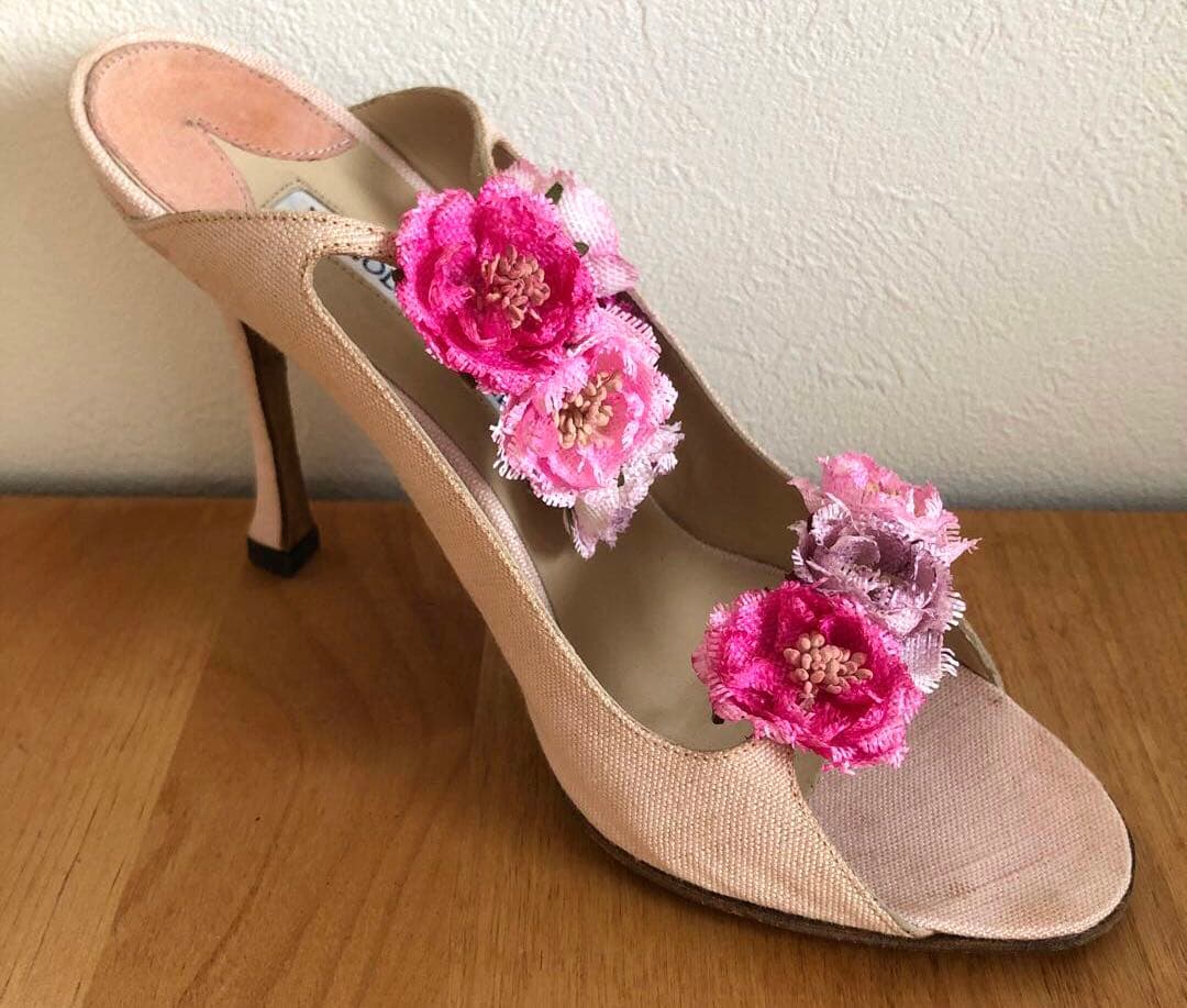MANOLO BLAHNIK マノロブラニク　ピンク　薔薇　37 ヴィンテージ