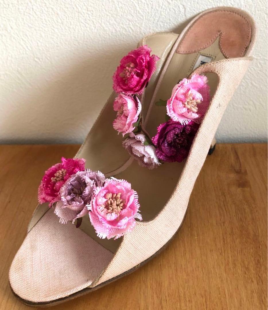 MANOLO BLAHNIK マノロブラニク　ピンク　薔薇　37 ヴィンテージ