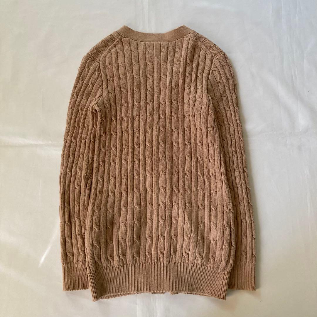 ラルフローレン ケーブルニットカーディガン ポニー刺繍 キャメル