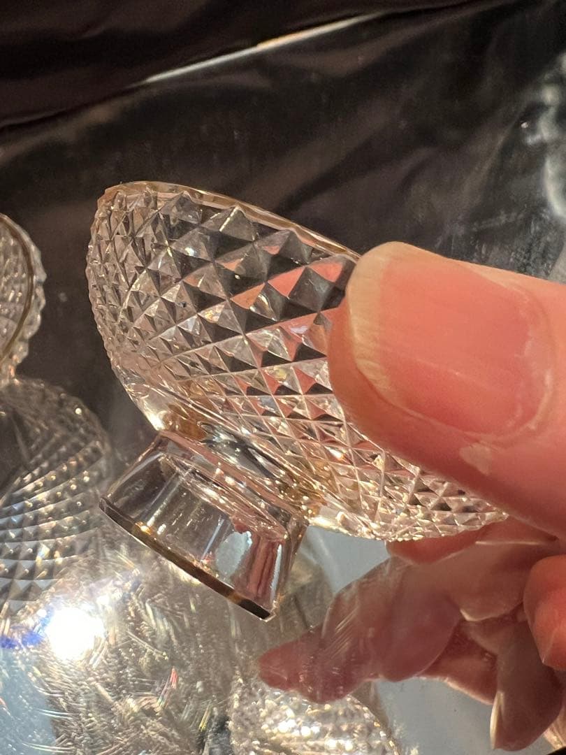 江戸切子　三ツ組盃(金加工) L-D-3 カメイガラス