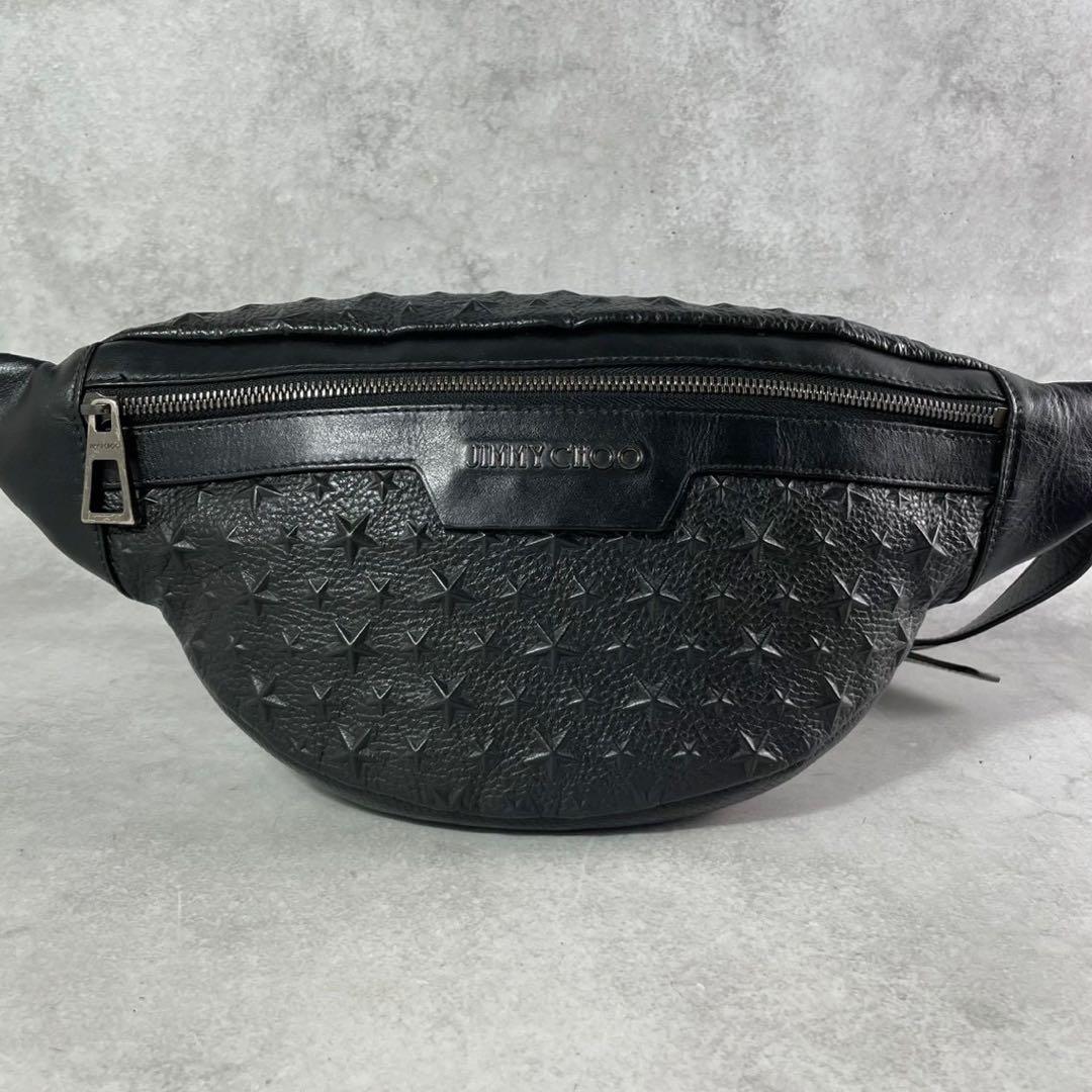 【極美品】ジミーチュウ ボディバッグ ウエスト エンボス 総柄 黒 スター
