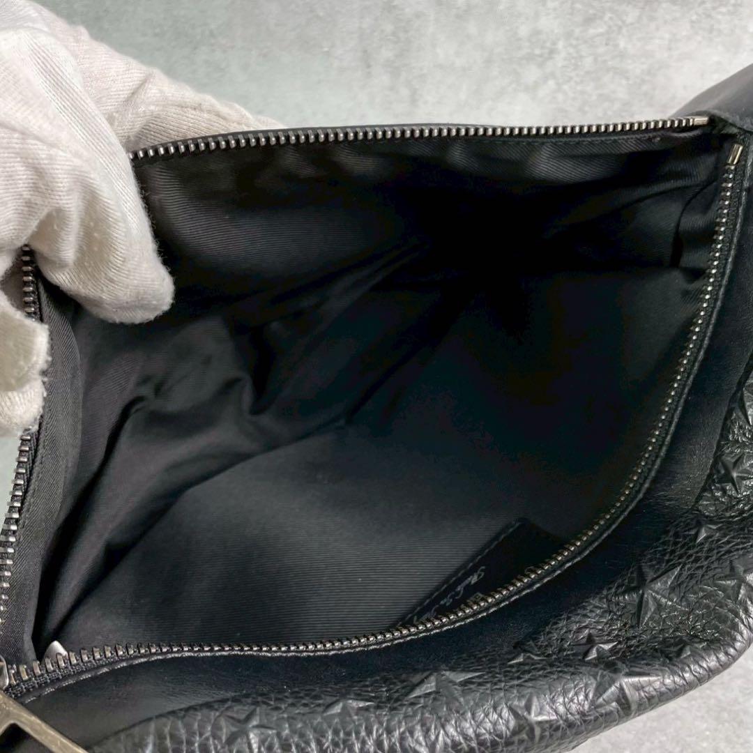 【極美品】ジミーチュウ ボディバッグ ウエスト エンボス 総柄 黒 スター