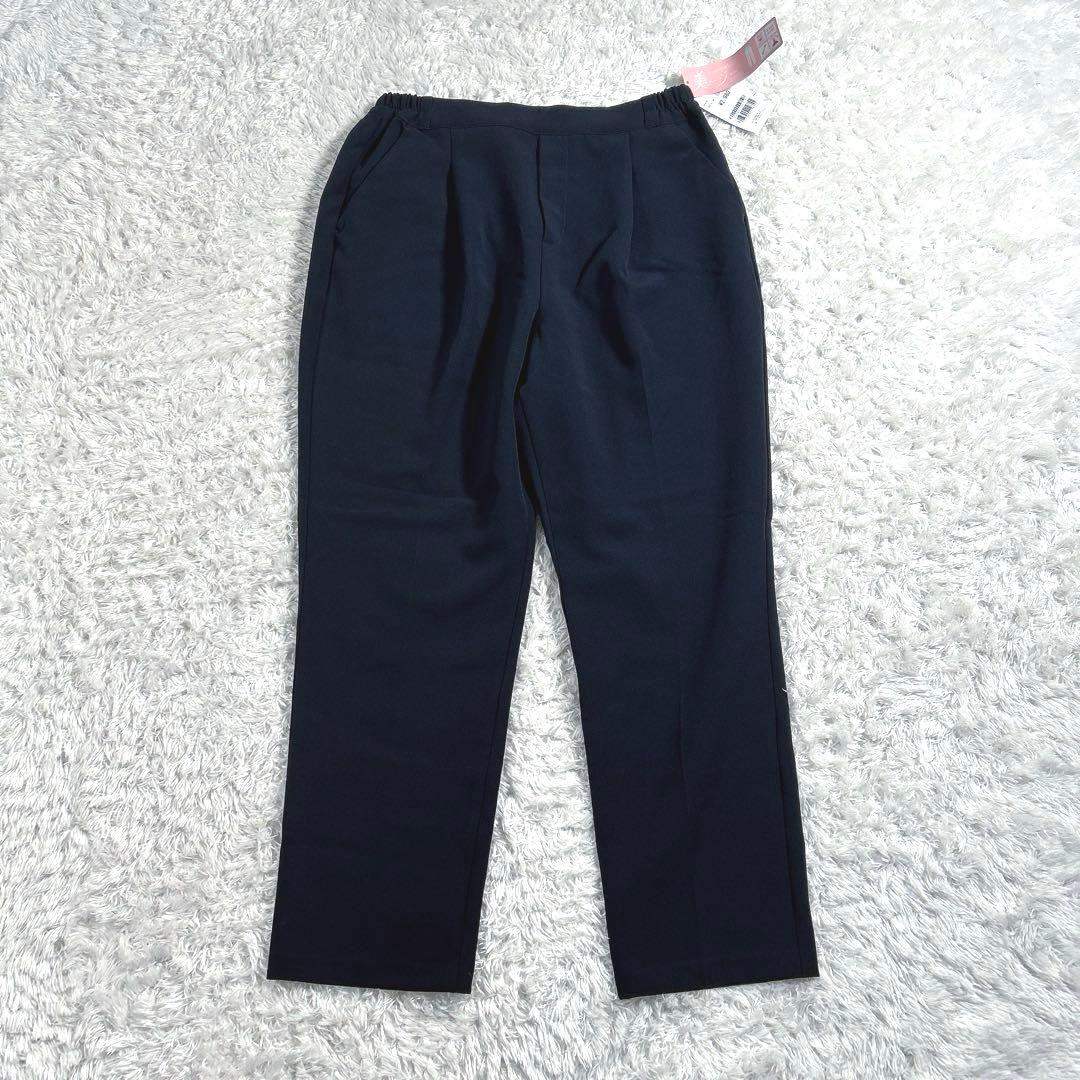 【新品・大きいサイズ XL】　ロペピクニック 他　パンツスーツ　ノーカラー　濃紺