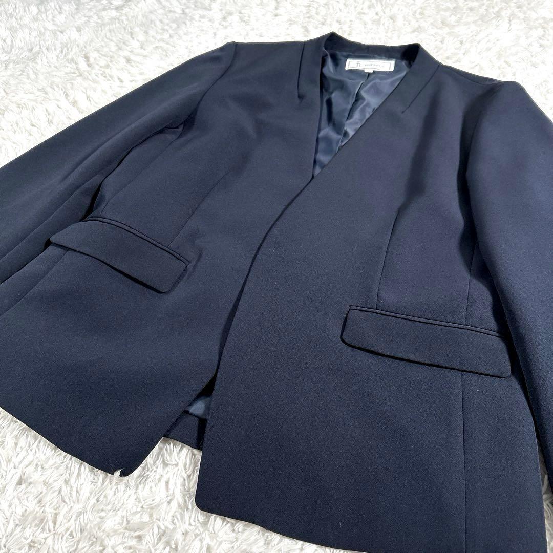 【新品・大きいサイズ XL】　ロペピクニック 他　パンツスーツ　ノーカラー　濃紺