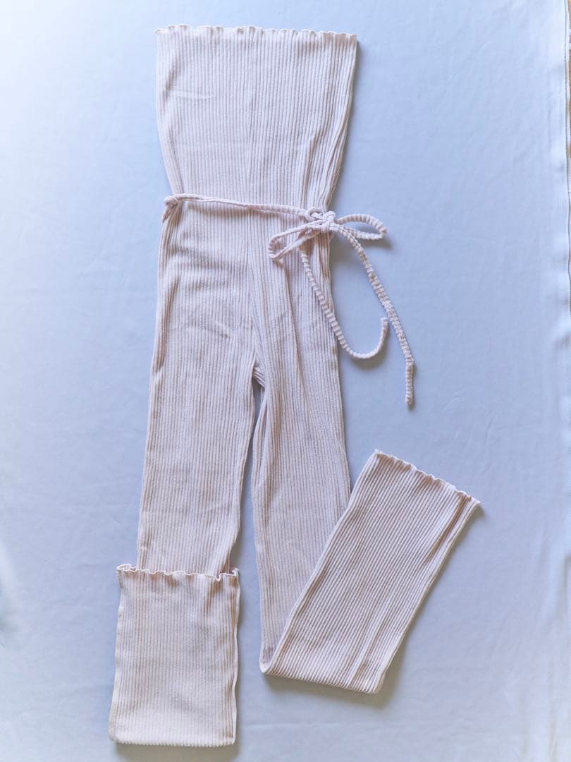 【極美品】LEVDANCE アンクルニットパンツ ピンクベージュ S