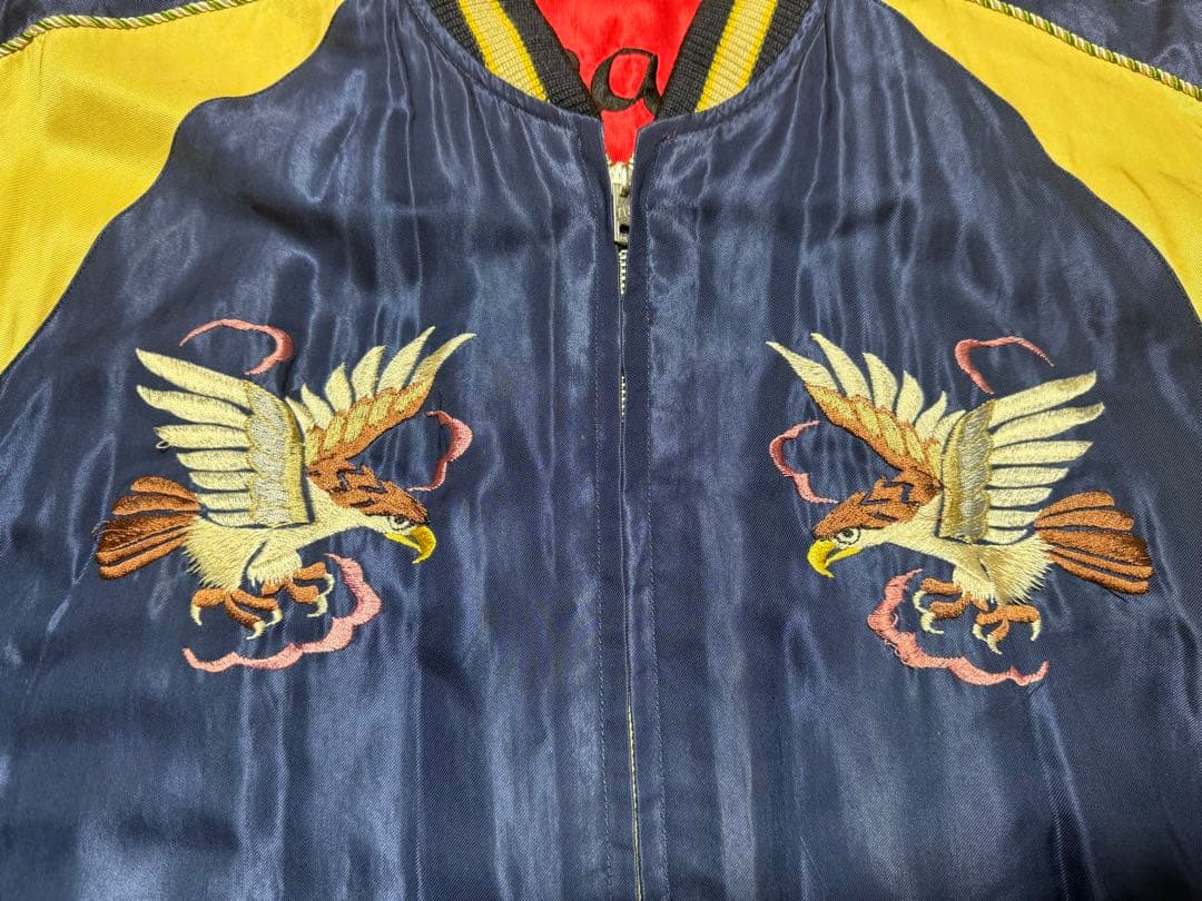 美品 テーラー東洋 両A面 スカジャン 黒虎 鷹 Lサイズ TT14465