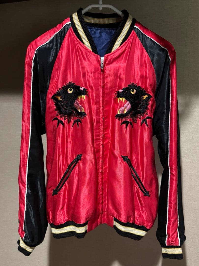 美品 テーラー東洋 両A面 スカジャン 黒虎 鷹 Lサイズ TT14465