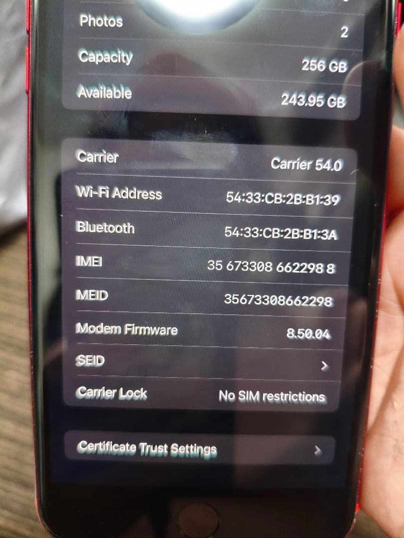 Apple iPhone 8 Plus (赤) 本体 256GB