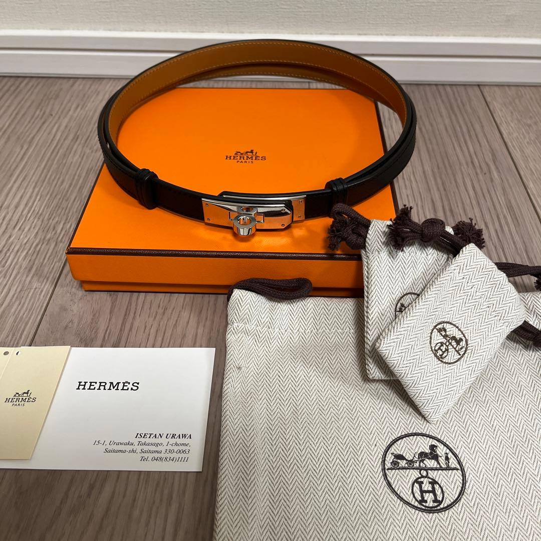 エルメス　HERMES ケリーベルト　ブラック×シルバー