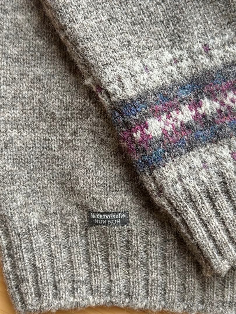 Mademoiselle NON NON グレー フェアアイルニット