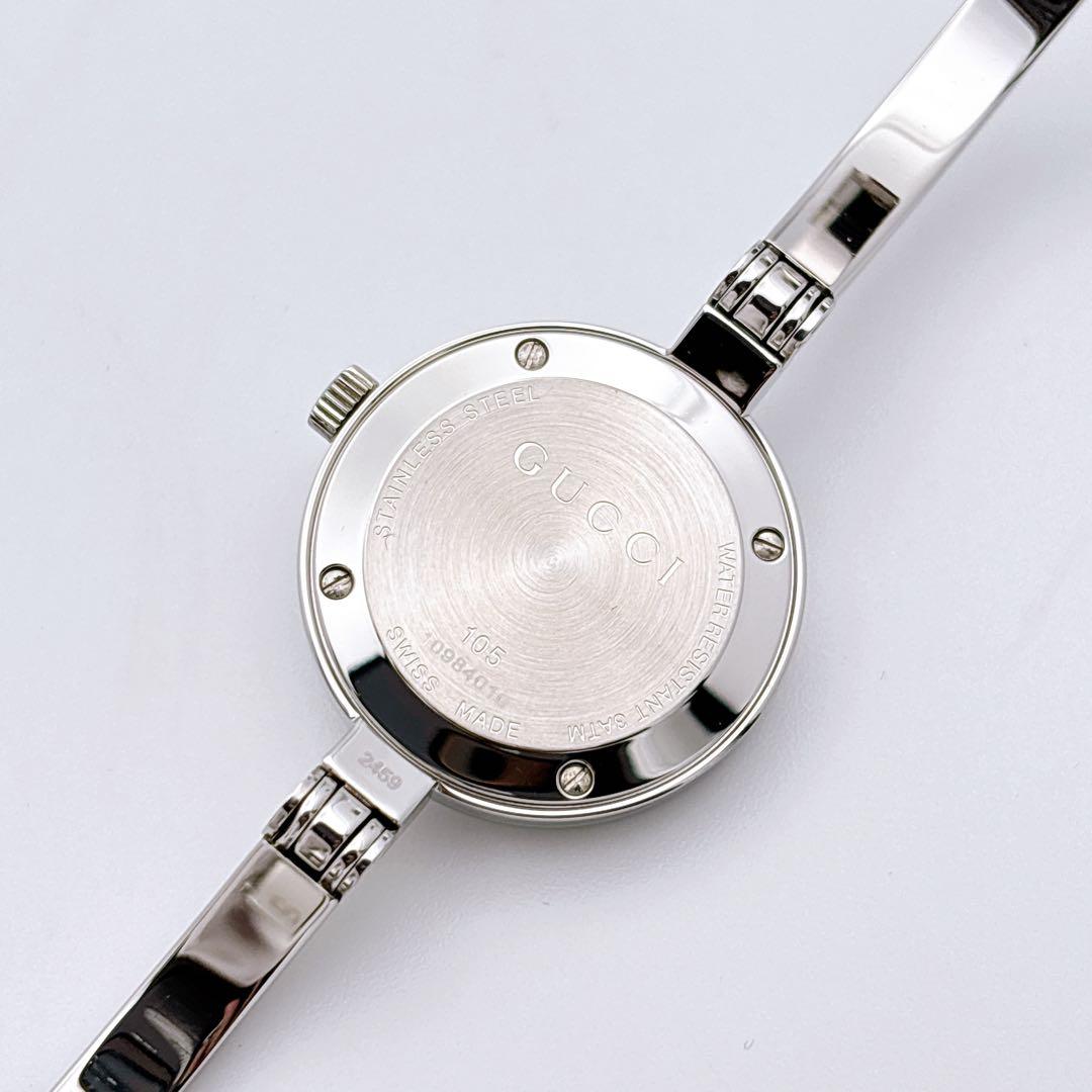 【美品・電池新品・箱】GUCCI 105 フローラ ブラック ダイヤ ラウンド