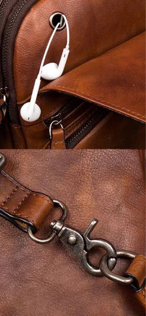 ボディバッグ メンズ 縦型レザーボディバッグ