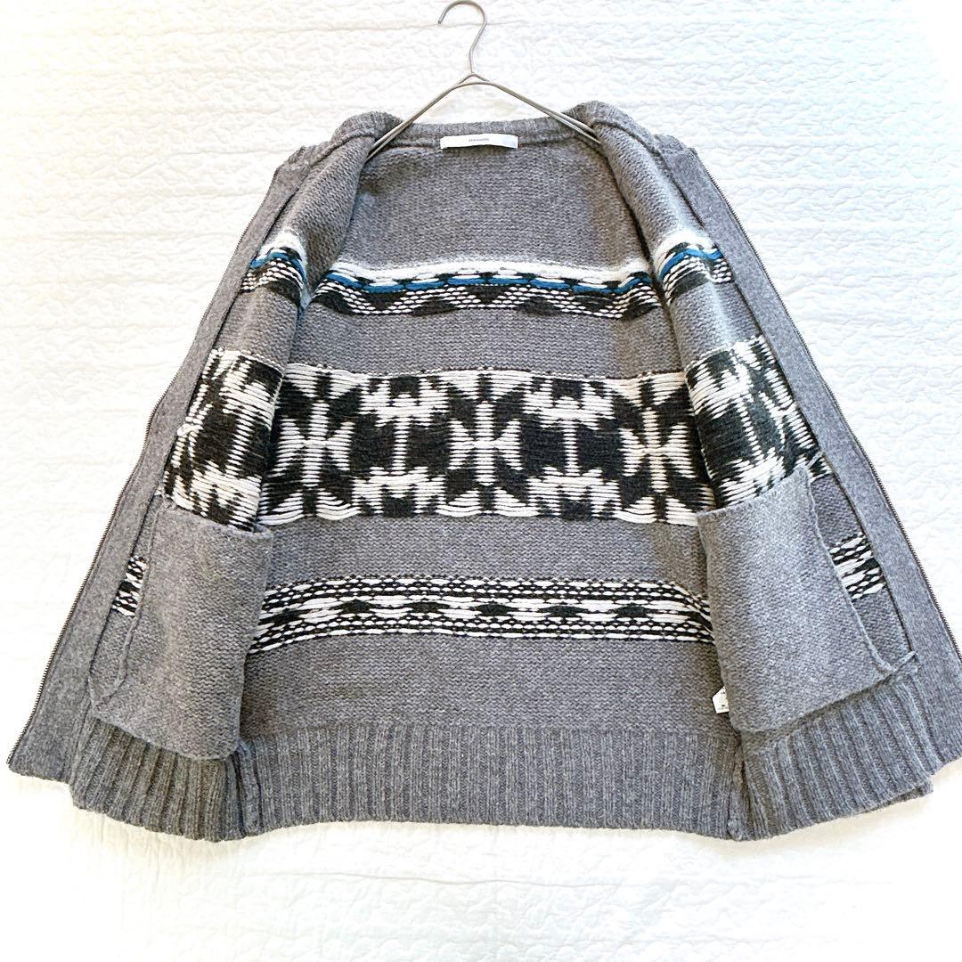 美品✨ フレームワーク ジャガードZIPカーディガン グレー カウチン オルテガ