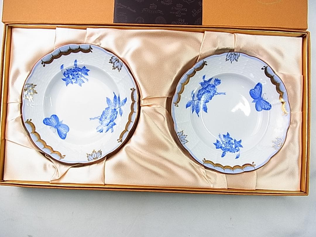 正規未使用自宅保管品Herendヘレンドヴィクトリアブーケ小皿プレート2枚箱有
