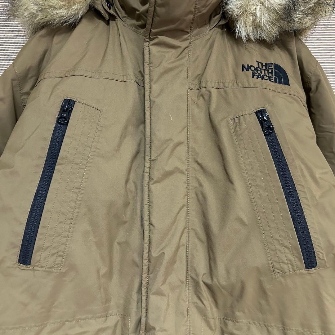 【ノースフェイス】ダウンジャケット モッズコート　こげ茶　フェイクファー刺繍H3