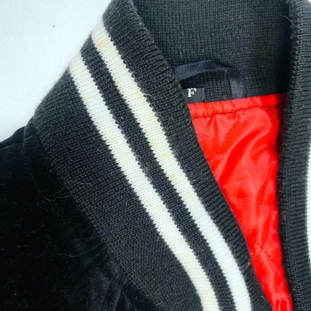 別珍 スカジャン スーベニアジャケット 龍 ドラゴン キルティング ベロア 黒