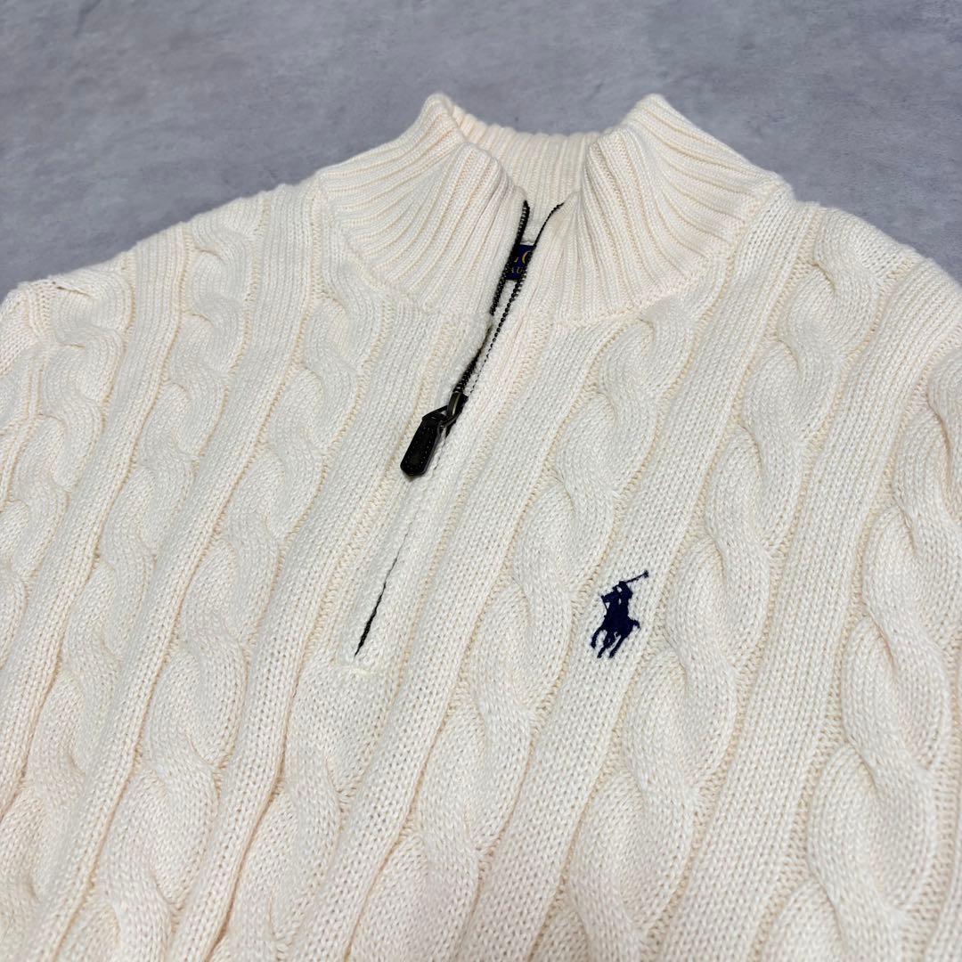 POLO RALPH LAUREN ハーフジップ ケーブルニット コットン M