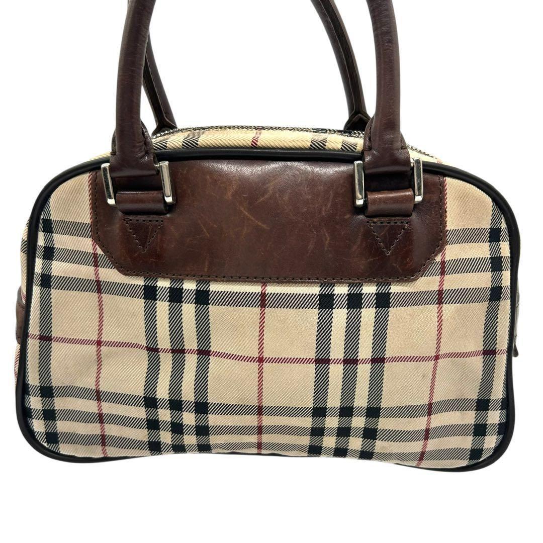 良品 1745 Burberry ハンドバッグ ノバチェック キャンバス レザー
