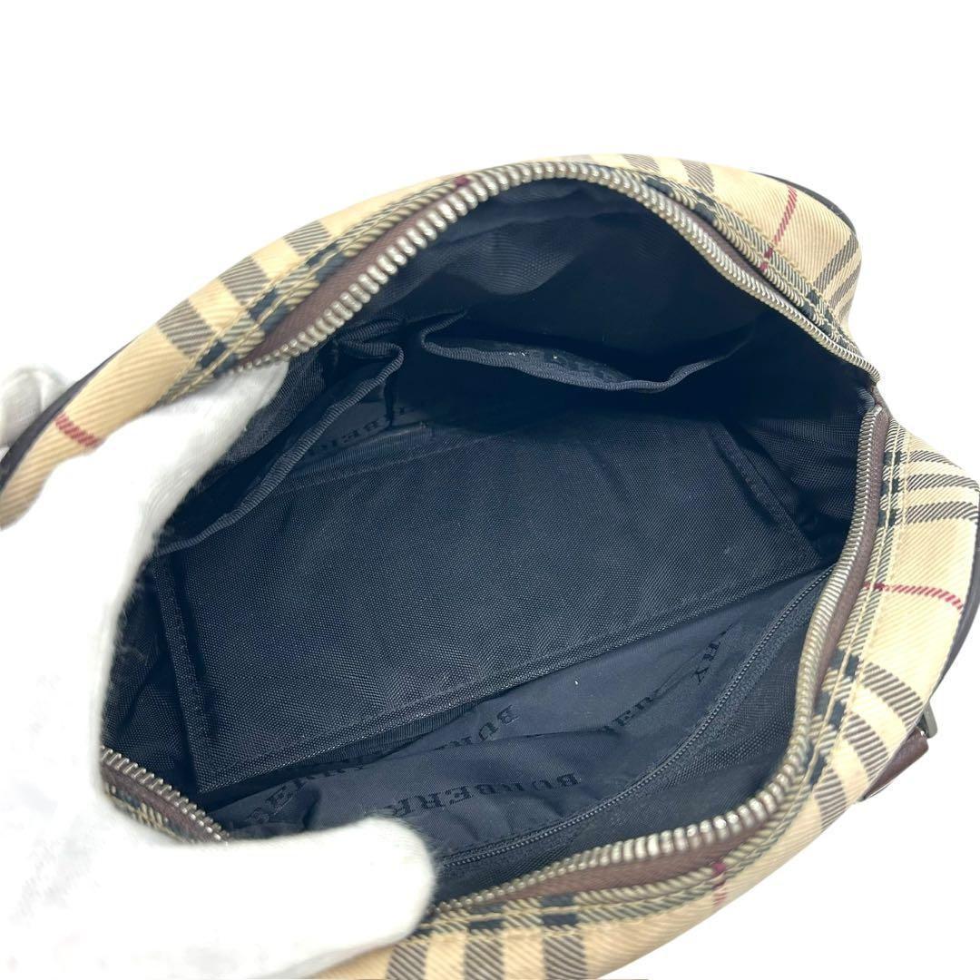 良品 1745 Burberry ハンドバッグ ノバチェック キャンバス レザー