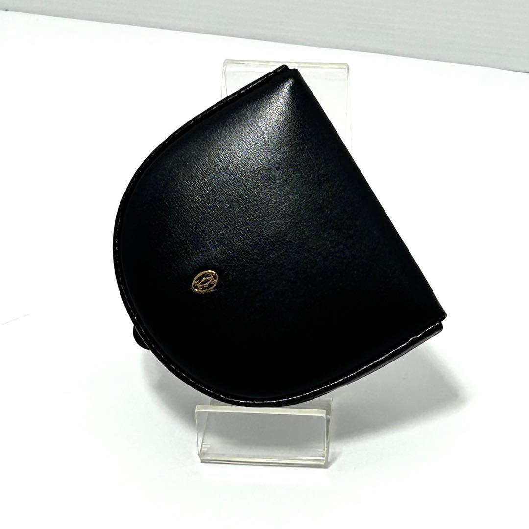 カルティエ パシャ カーフスキン 小銭入れ ケース ブラック ロゴ 黒色