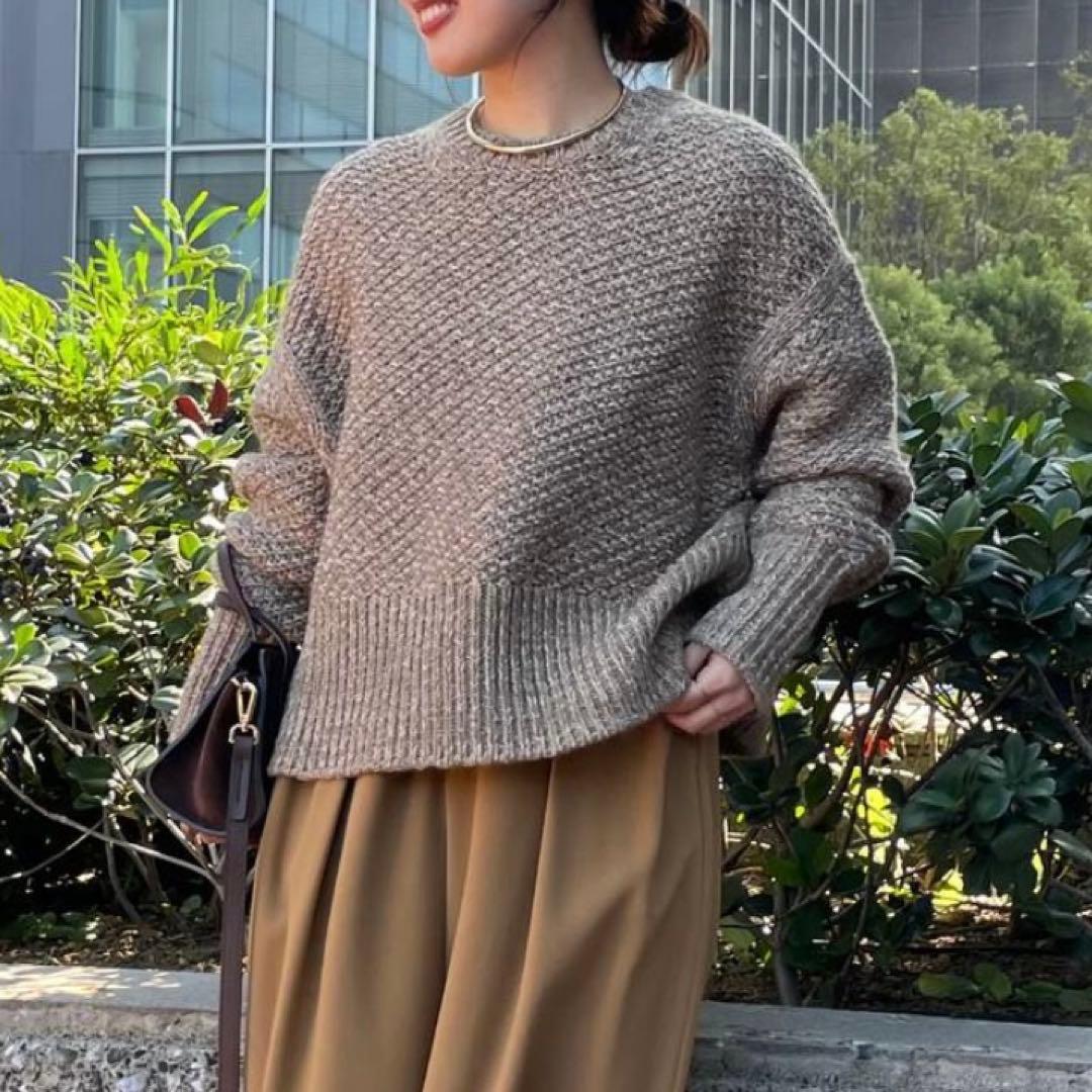 Curensology カノコアミ MIXニットプルオーバー ベージュ