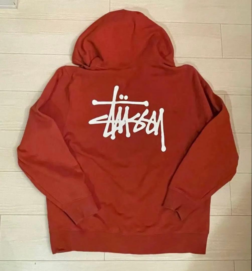 Stussy ジップパーカー　オレンジ　ブラウン　スウェット