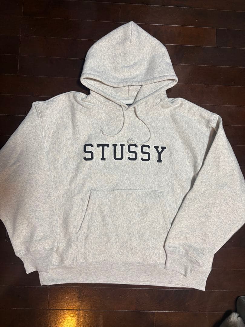 STUSSY・APPLIQUE HOODアッシュヘザー　パーカー xl