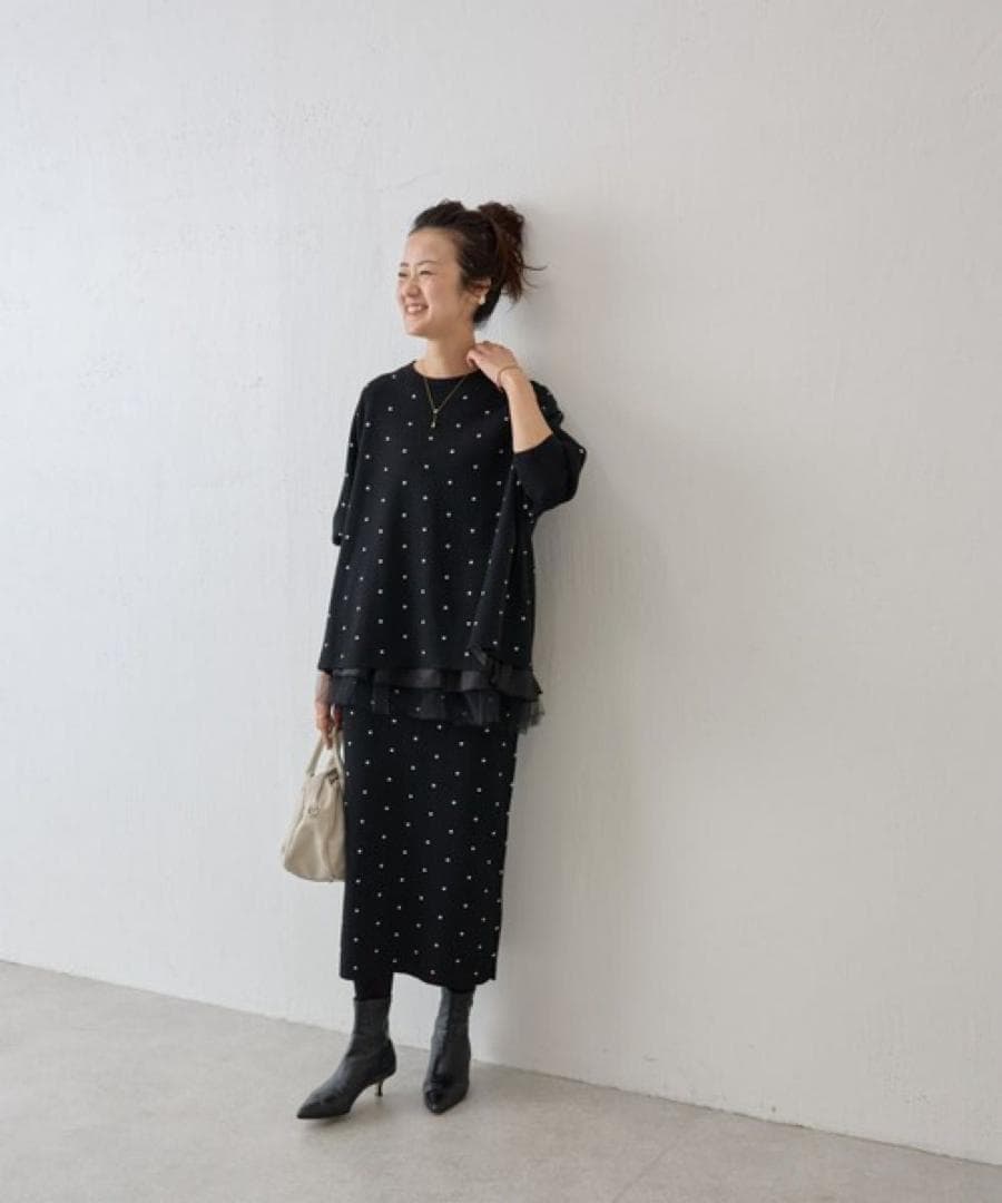 BEARDSLEY ビアズリー　チュチュキャミニット　ブラック　ドット　洗える